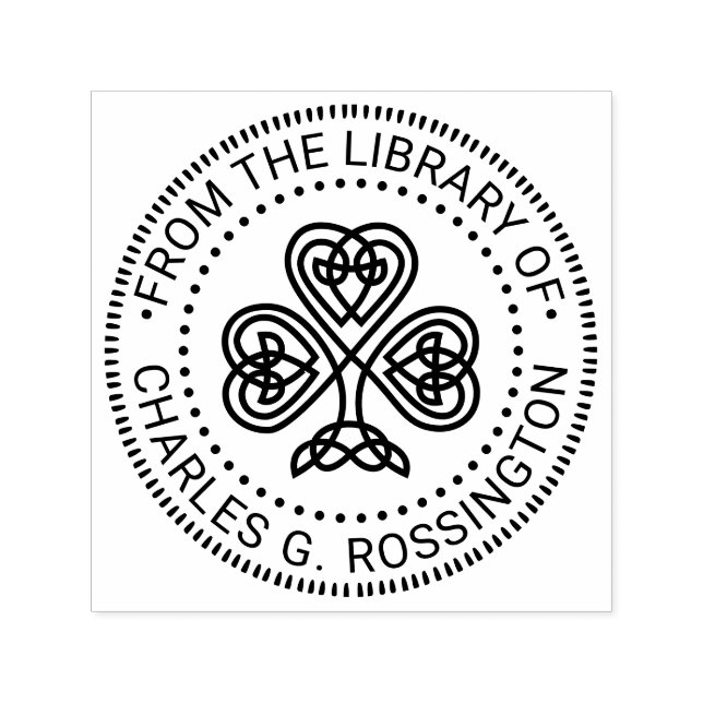 Sello Automático Nombre del libro de la Biblioteca de Shamrock Knot (Diseño)