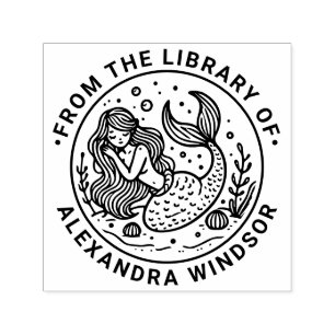 Sello Automático Nombre del libro de la biblioteca de sirenas para 