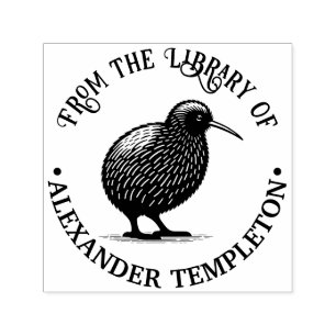Sello Automático Nombre del libro de la biblioteca del pájaro Kiwi