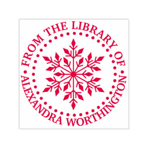 Sello Automático Nombre del libro de la biblioteca Elegant Snowflak