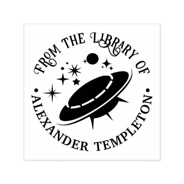 Sello Automático Nombre del libro de la biblioteca extraterrestre d (Diseño)