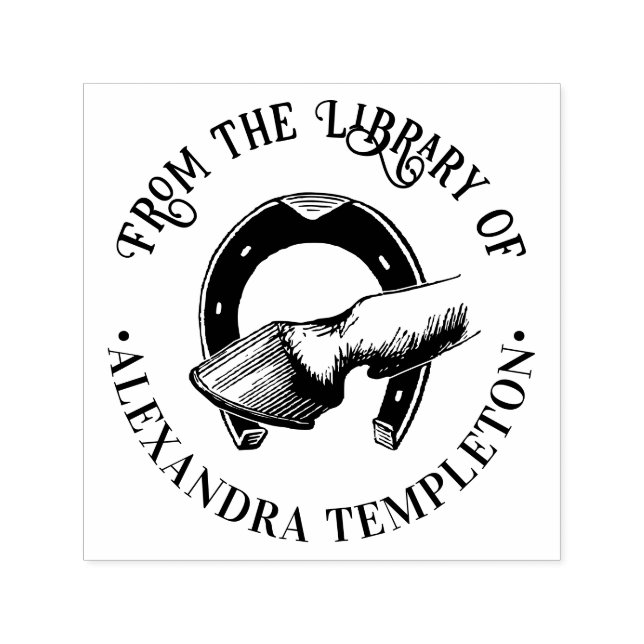 Sello Automático Nombre del libro de la biblioteca Horse Hoof Horse (Diseño)