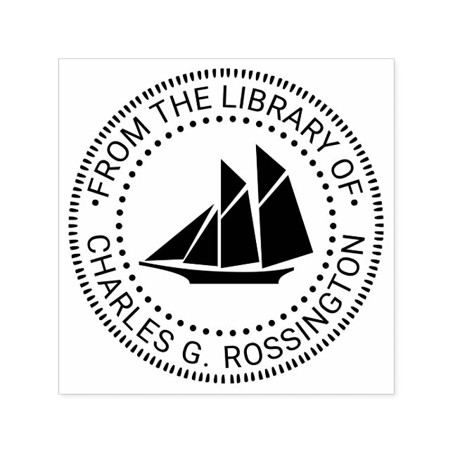 Sello Automático Nombre del libro de la biblioteca náutica del barc (Diseño)
