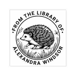 Sello Automático Nombre del libro de la biblioteca redonda Cute Hed