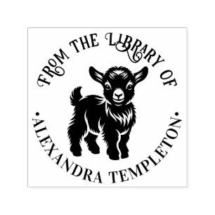 Sello Automático Nombre del libro de la biblioteca redonda de cabra