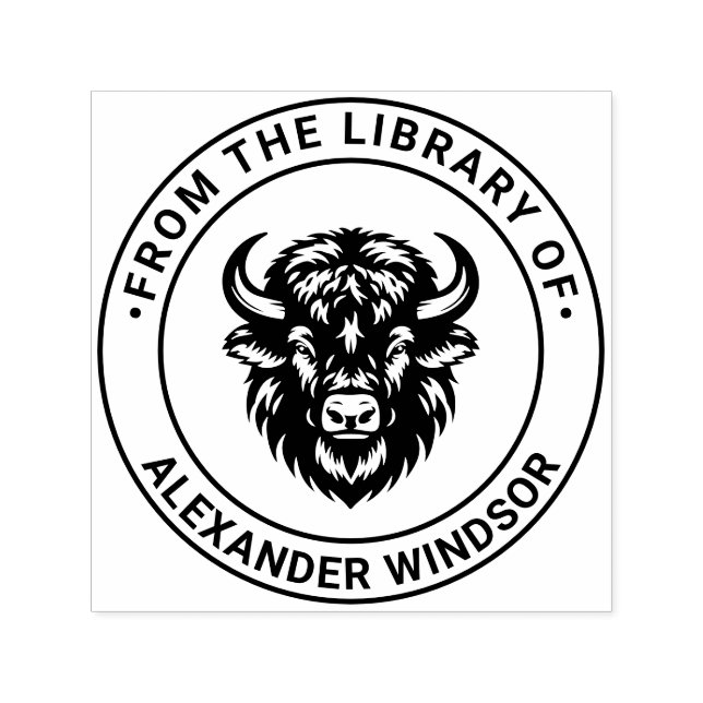 Sello Automático Nombre del libro de la biblioteca Rustic Bison Hea (Diseño)