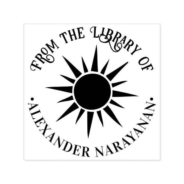 Sello Automático Nombre del libro de la biblioteca rustica de Sol B (Diseño)