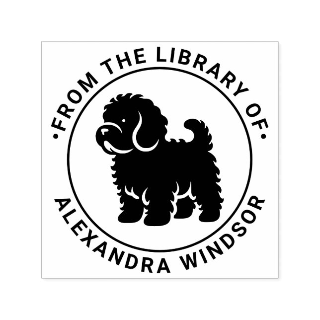 Sello Automático Nombre del libro de la biblioteca Sil Cavapoo Dog  (Diseño)