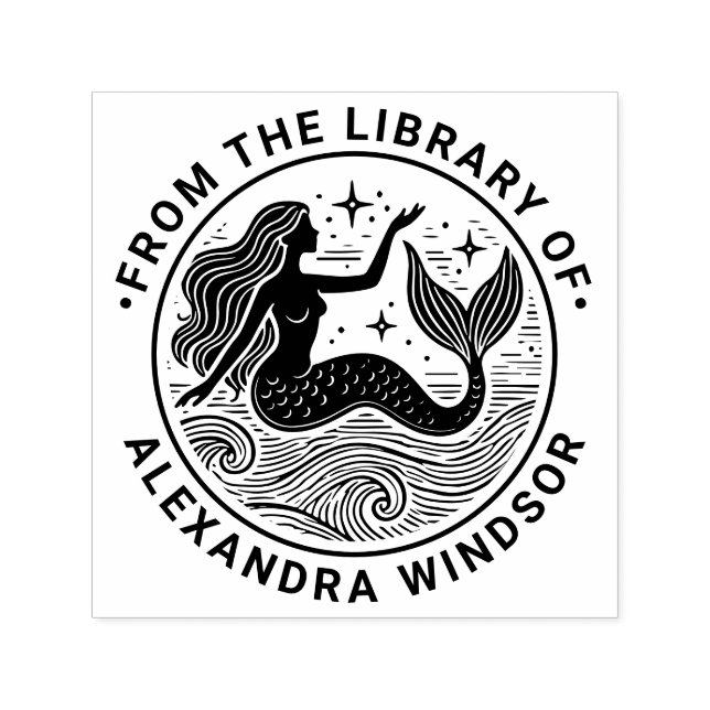 Sello Automático Nombre del libro de la Sirenita de Sultry en Ocean (Diseño)