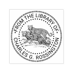 Sello Automático Nombre del libro Dos leopardos parados