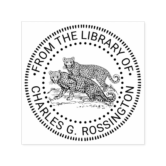 Sello Automático Nombre del libro Dos leopardos parados (Diseño)