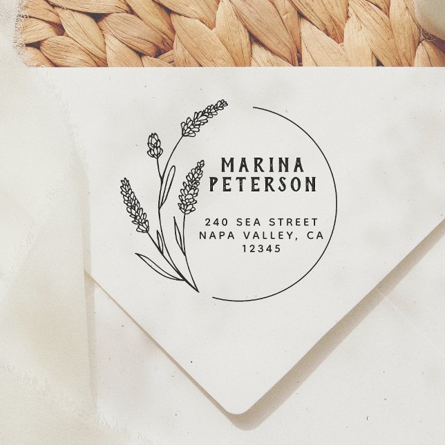 Sello Automático Nombre del marco floral moderno Dirección de devol (Subido por el creador)