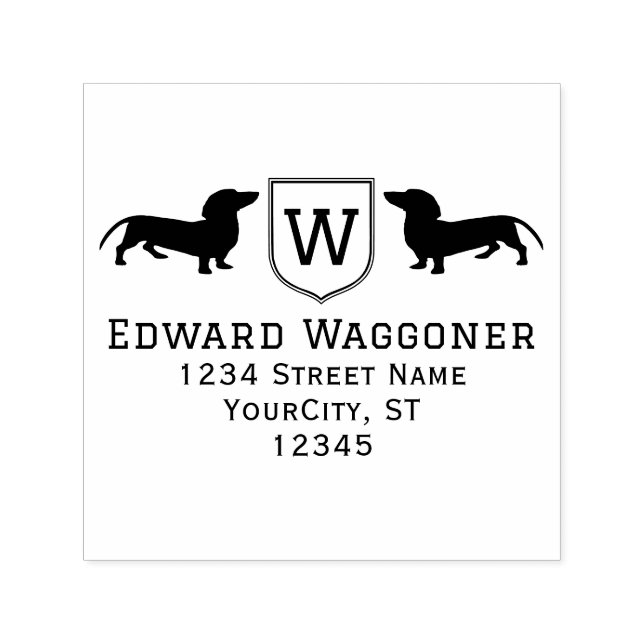 Sello Automático Nombre inicial de la cresta del perro salchicha, d (Diseño)