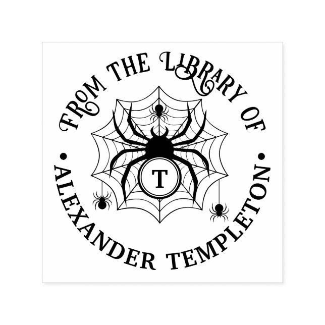 Sello Automático Nombre inicial del libro de la biblioteca SpiderWe (Diseño)