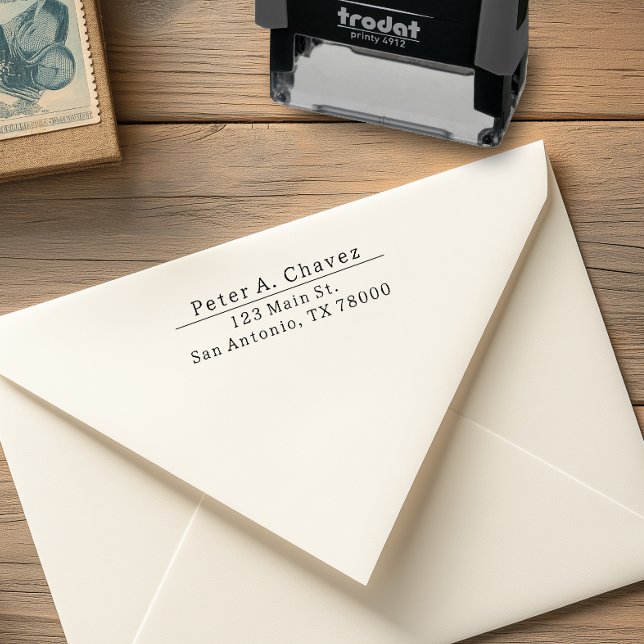 Sello Automático Nombre Masculino Moderno Dirección (Simple Minimalist return address stamp)