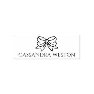 Sello Automático Nombre Minimalista simple y elegante con Bow #4-4