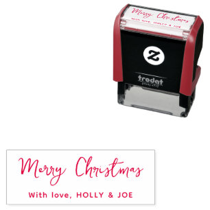 Sello Automático Nombre moderno de Navidad en guión rojo