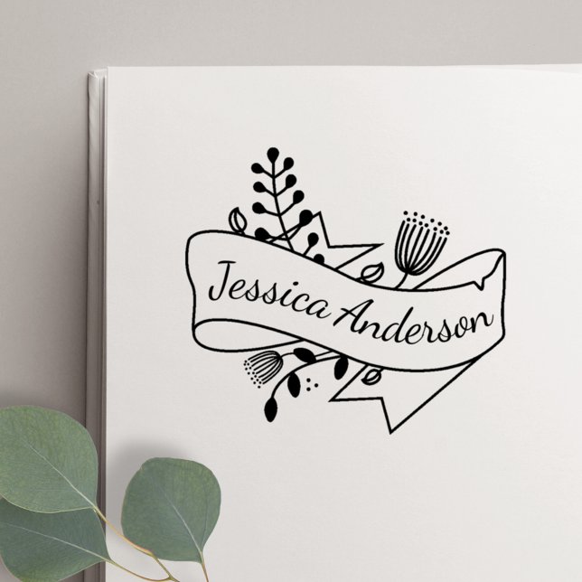 Sello Automático Nombre personalizado de la insignia de cinta flora (Subido por el creador)