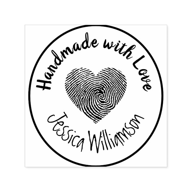 Sello Automático Nombre personalizado hecho a mano con corazón de a (Diseño)