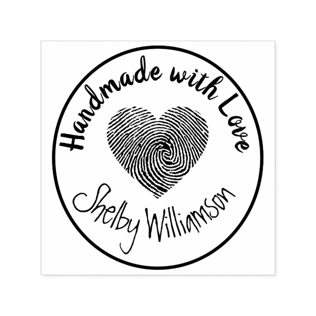 Sello Automático Nombre Personalizado Hecho a Mano con Corazón de A (Diseño)