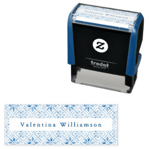 Sello Automático Nombre personalizado Patrón de azulejos mediterrán