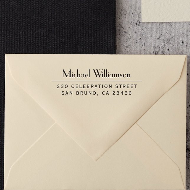 Sello Automático Nombre profesional y dirección de devolución perso (Rubber Stamp Mock-up)