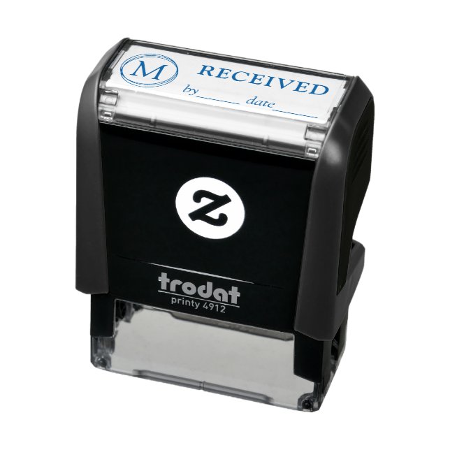 Sello Automático Nombre RECIBIDO Fecha Monograma Tinta azul negra c (Producto)