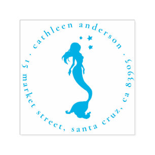 Sello Automático Nombre redondo de la silueta de la sirena y remite