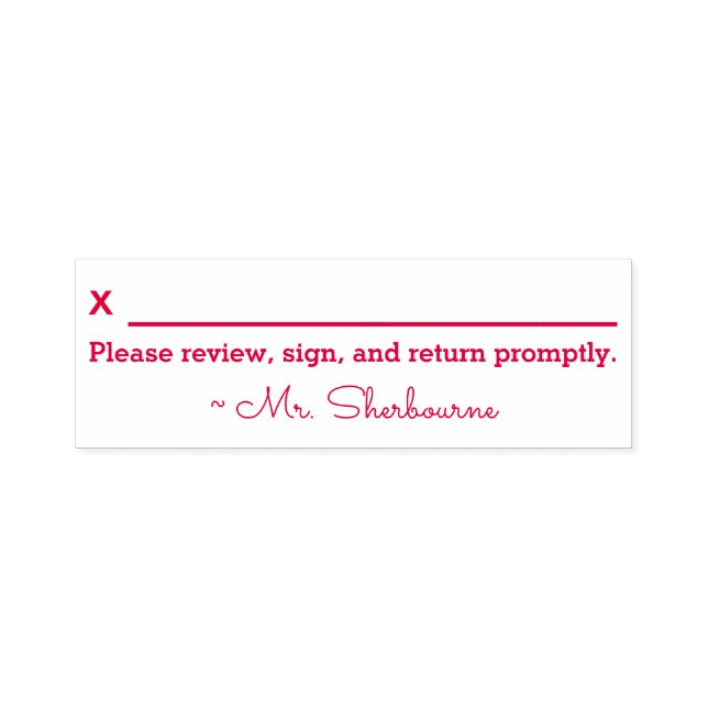 Sello Automático Nombre + "Revise, firme y devuelva rápidamente". (Diseño)