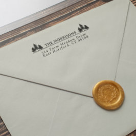 Sello Automático Nombre rústico de abetos y dirección de devolución