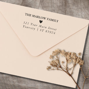 Sello Automático Nombre simple de familia de corazón y dirección de