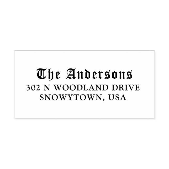 Sello Automático Nombre y dirección caligráficos góticos (Diseño)