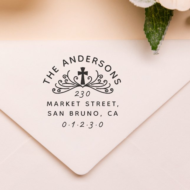 Sello Automático Nombre y dirección de devolución de familia cristi (Stamp Mock-up)