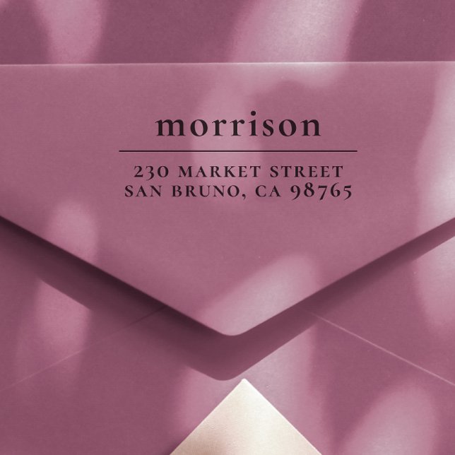 Sello Automático Nombre y dirección de devolución de la familia en  (Rubber Stamp Mock-up)