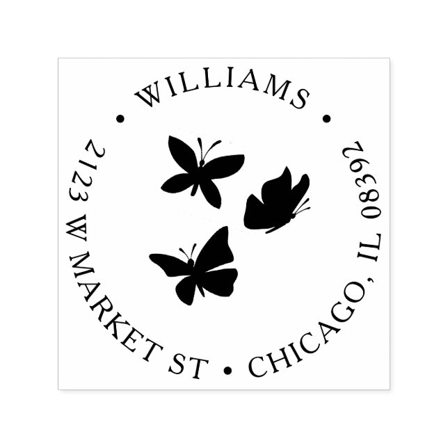 Sello Automático Nombre y dirección de devolución de las mariposas  (Diseño)