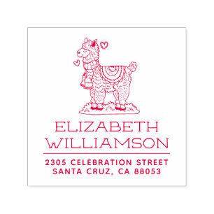 Sello Automático Nombre y dirección de retorno de la alpaca dibujad