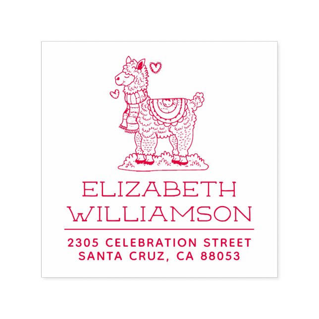 Sello Automático Nombre y dirección de retorno de la alpaca dibujad (Diseño)