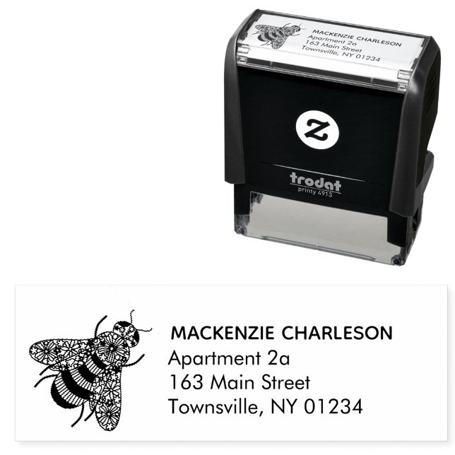 Sello Automático Nombre y dirección personalizados de Honey Bee (Honey Bee Personalized name and address self inking stamp)