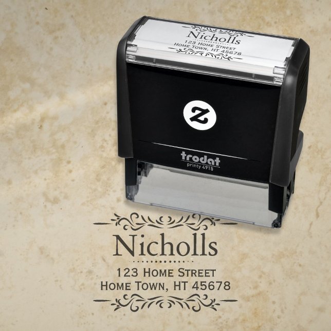 Sello Automático Nombre Y Dirección Personalizados Retro Classic (Retro Classic Personalized Name And Address Self-inking Stamp)