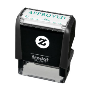 Sello Automático Nombre y fecha APROBADOS Negros de tinta verde