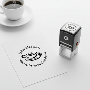 Sello Automático Nombre y sitio web personalizado de cafetería