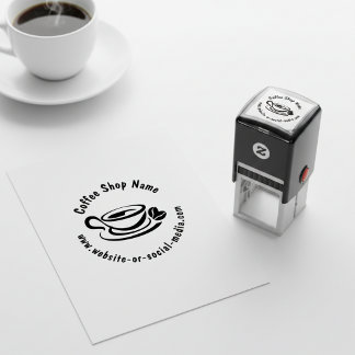 Sello Automático Nombre y sitio web personalizado de cafetería