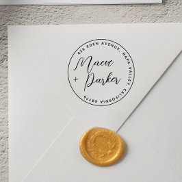 Sello Automático Nombres de Bodas de caligrafía y dirección de reto