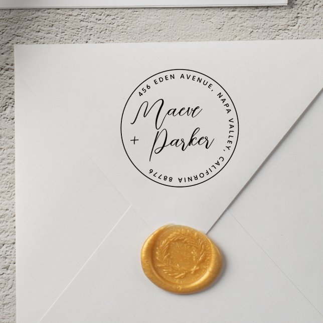 Sello Automático Nombres de Bodas de caligrafía y dirección de reto (Rubber Stamp Mock-up)