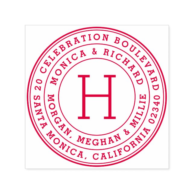 Sello Automático Nombres de familia de redondeo negrita y dirección (Diseño)