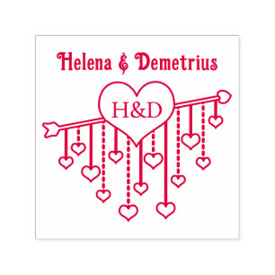 Sello Automático Nombres De Pareja Con Corazones Colgantes Y Inicia