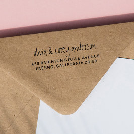 Sello Automático Nombres de parejas manuscritas y dirección de devo