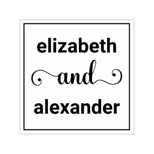 Sello Automático Nombres elegantes de novia y novio Tipografía de b