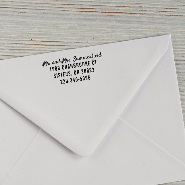 Sello Automático Nueva pareja de direcciones de devolución personal (Newlyweds Name and Return Address Rubber Stamp)