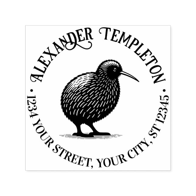 Sello Automático Nueva Zelanda Kiwi Dirección de devolución de nomb (Diseño)